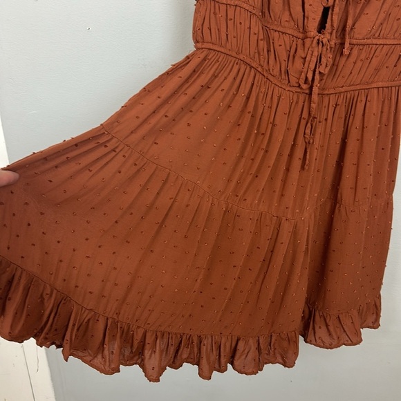 Aeropostale Solid Scoop-Neck Swiss Dot Fit & Flare Dress Sz L - Picture 7 of 11